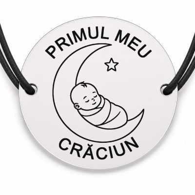 Brățară argint 925 · bănuț lună cu bebe dormind