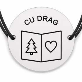 Brățară argint 925 · bănuț felicitare cu brad si inima