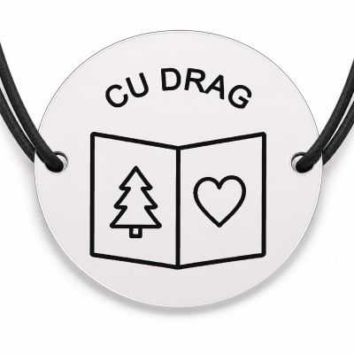 Brățară argint 925 · bănuț felicitare cu brad si inima