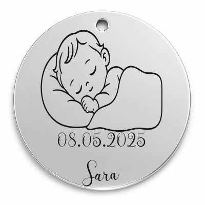 Bănuț moț argint 925, bebeluș care doarme sub păturică