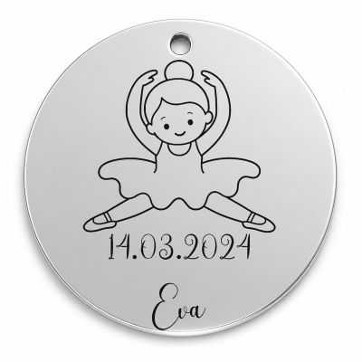 Bănuț de moț argint 925, fetiță în tutu de balerină – 22 mm