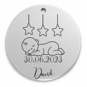 Bănuț moț argint 925, bebeluș care doarme sub stele