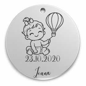 Bănuț moț argint 925, fetiță cu balonul cu aer cald