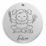 Bănuț de moț argint 925, bebeluș cu zodia Fecioară – 22 mm