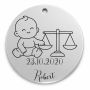 Bănuț de moț argint 925, bebeluș cu zodia Balanță – 22 mm