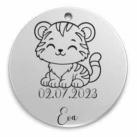 Bănuț de moț argint 925, pui de tigru – 22 mm