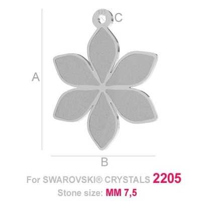 G1212-Baza pandant pentru Swarovski Flame 2205 6x7.5mm