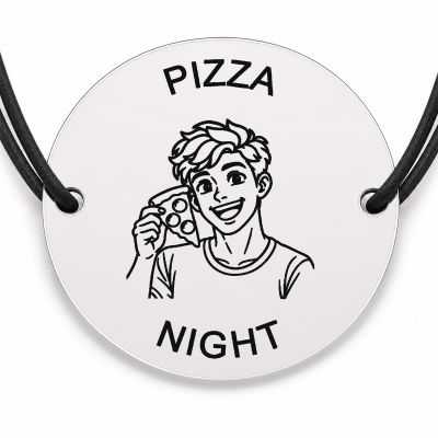 Brățară argint 925 · bănuț tanar cu felie de pizza