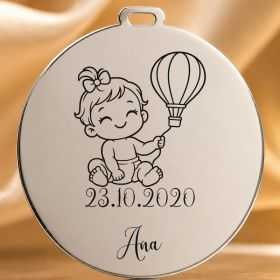 Bănuț moț argint 925, fetiță cu balonul cu aer cald