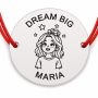 Brățară argint 925 cu nume gravat, DREAM BIG, șnur roșu
