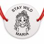 Brățară argint 925 cu nume gravat, STAY WILD, șnur roșu