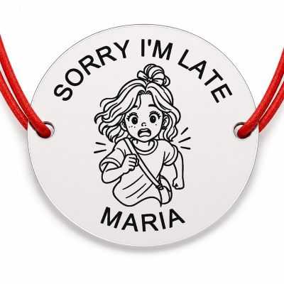Brățară argint 925 cu nume gravat – SORRY I'M LATE