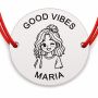 Brățară argint 925 cu nume gravat, GOOD VIBES, șnur roșu