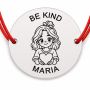 Brățară argint 925 cu nume gravat, BE KIND, șnur roșu