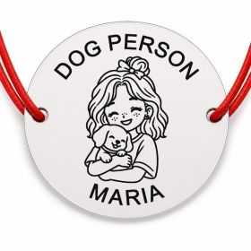 Brățară Argint 925 cu Nume Gravat, Șnur Roșu – Dog Person