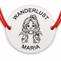 Brățară argint 925 cu nume gravat, WANDERLUST, șnur roșu