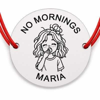 Brățară Argint 925 cu Nume Gravat, Șnur Roșu – No Mornings