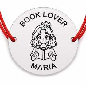 Brățară Argint 925 cu Nume Gravat, Șnur Roșu – Book Lover