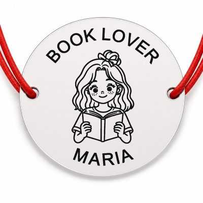 Brățară Argint 925 cu Nume Gravat, Șnur Roșu – Book Lover