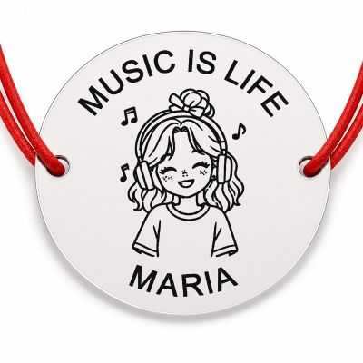 Brățară argint 925 cu nume gravat – MUSIC IS LIFE