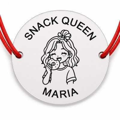 Brățară Argint 925 cu Nume Gravat, Șnur Roșu – Snack Queen