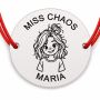 Brățară argint 925 cu nume gravat, MISS CHAOS, șnur roșu