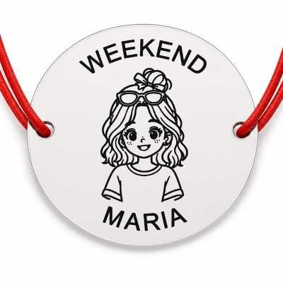 Brățară Argint 925 cu Nume Gravat, Șnur Roșu – Weekend