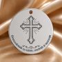 Banut Mot Botez Argint 925 cu Cruciulita si Mesaj de Binecuvantare 22mm 0.3mm - fetita sau baietel - S0246