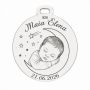 Bănuț de moț cu poza copilului gravată – Sub steaua mea norocoasă | argint 925, 25 mm | simoshop