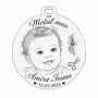 Bănuț de moț cu poza copilului gravată – Moțul meu | argint 925, 25 mm | simoshop