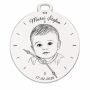 Bănuț cu poza copilului gravată – Ceasul nașterii | argint 925, 25 mm | simoshop