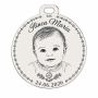 Bănuț de moț cu poza copilului gravată – Ramă de ie | argint 925, 25 mm | simoshop
