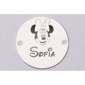 Banut Mot Personalizat Argint 925 cu Mickey si Nume Gravate 16.5mm 0.3mm S118