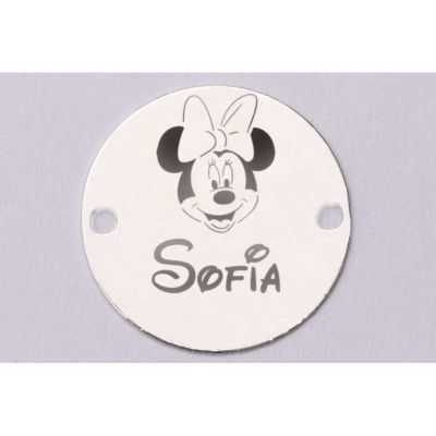 Banut Mot Personalizat Argint 925 cu Mickey si Nume Gravate 16.5mm 0.3mm S118 - bijuterii personalizate din argint | simoshop