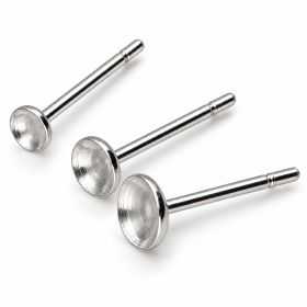 Tijă cercel argint 925 cu cupă plată 4 mm