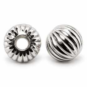 Biluțe striate argint 925, 4,0 mm, distanțier