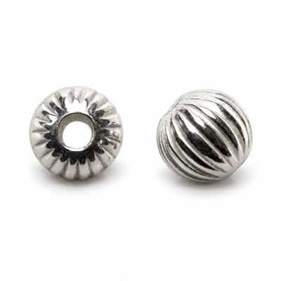 Biluță striată argint 925, 3,0 mm - element de înșirare