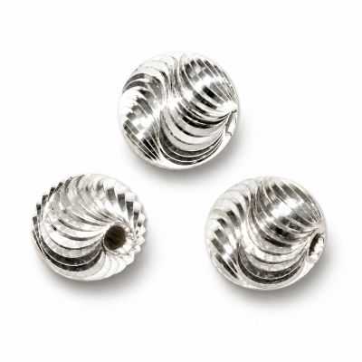 Biluță cu striuri spiralate argint 925, 5 mm