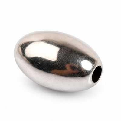 Mărgea olivă netedă argint 925, 5x8 mm, la bucată