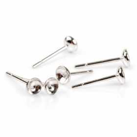Tijă cercel argint 925 cu cupă plată 4 mm