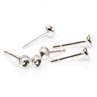 Tijă cercel argint 925 cu cupă plată 4 mm, lungime 12 mm - G1344