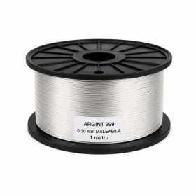 SR28 - Sârmă de argint 999 moale 0,30 mm pentru bijuterii - 1 metru