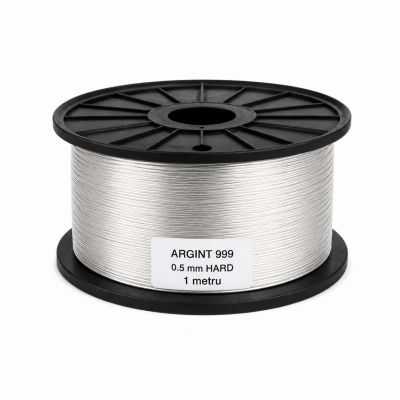 SR29 - Sârmă de argint 999 tare 0,5 mm pentru bijuterii - 1 metru