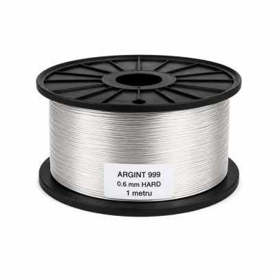 SR30 - Sârmă de argint 999 tare 0,6 mm pentru bijuterii - 1 metru