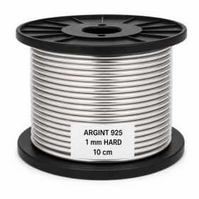 SR08 - Sârmă de argint 925 tare 1 mm pentru bijuterii - bucata de 10 cm