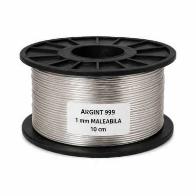 SR23 - Sârmă de argint 999 moale 1 mm pentru bijuterii - bucata de 10 cm
