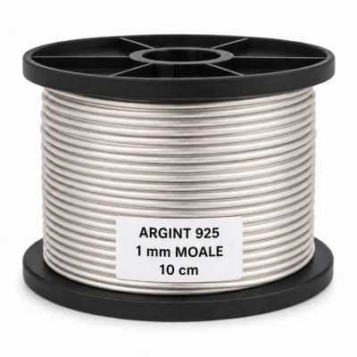 Sârmă de argint 925 foarte moale 1 mm pentru bijuterii - bucata de 10 cm