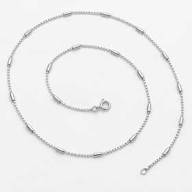 Lanț argint 925 venețian box cu tuburi la 2 cm, 0,8 mm, 45 cm, cu închizătoare, 1 buc G2088