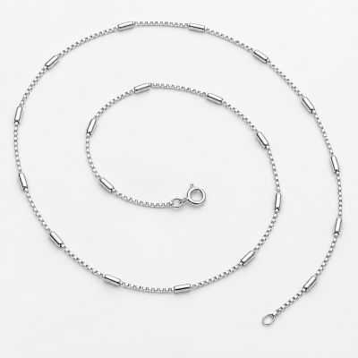 Lanț argint 925 venețian box cu tuburi la 2 cm, 0,8 mm, 45 cm, cu închizătoare, 1 buc G2088