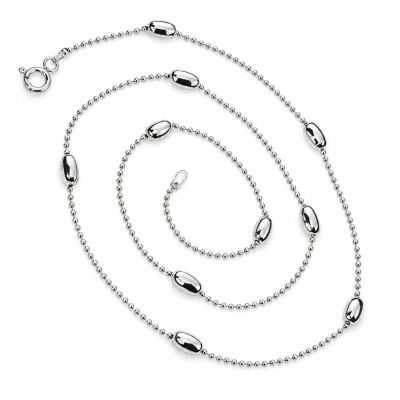 Lanț argint 925 cu mărgele ovale 3 mm, 45 cm, cu închizătoare, 1 buc G2111